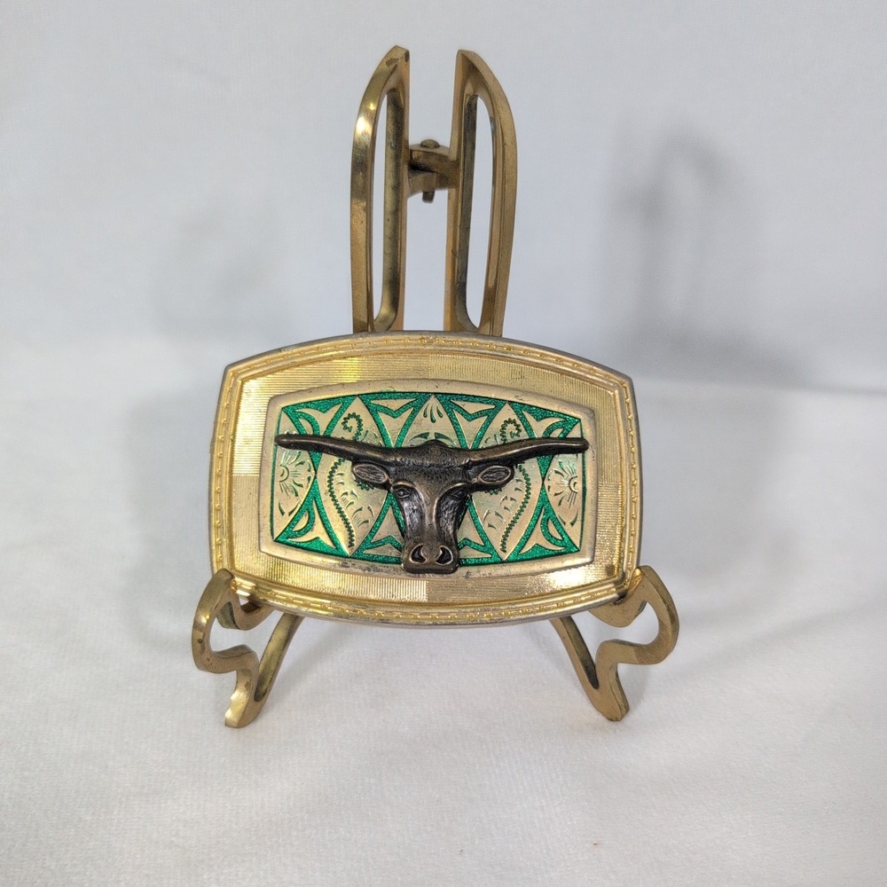 Vintage Longhorn Steer Belt Buckle Western Cowboy Bullhead Relief